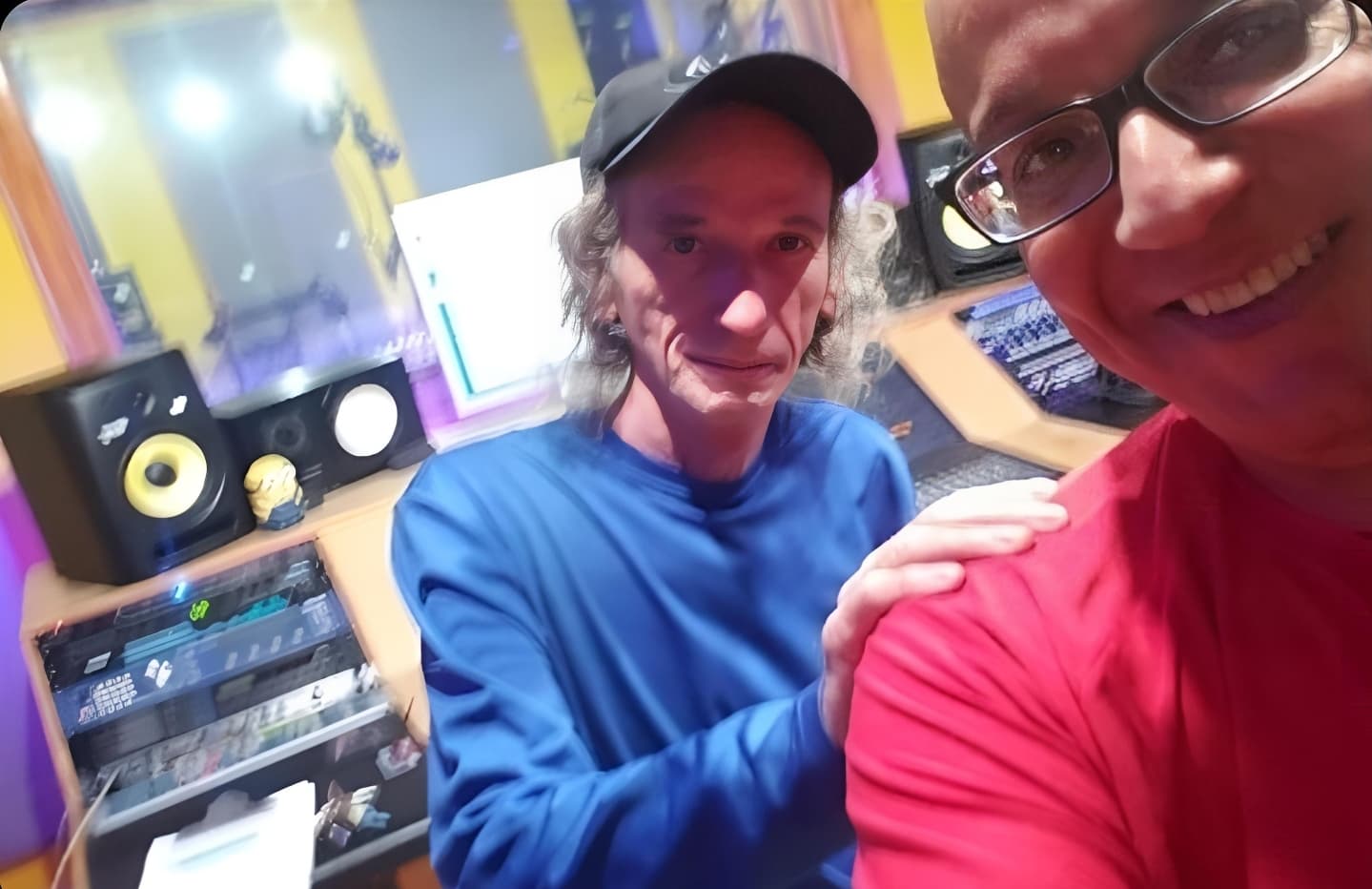 Jaime Rivera in studio with Roberto Morales